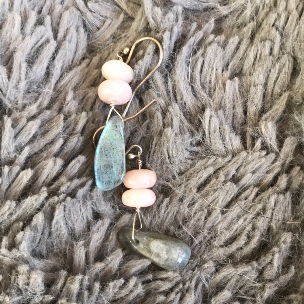 Pink Opal & Labradorite Earrings